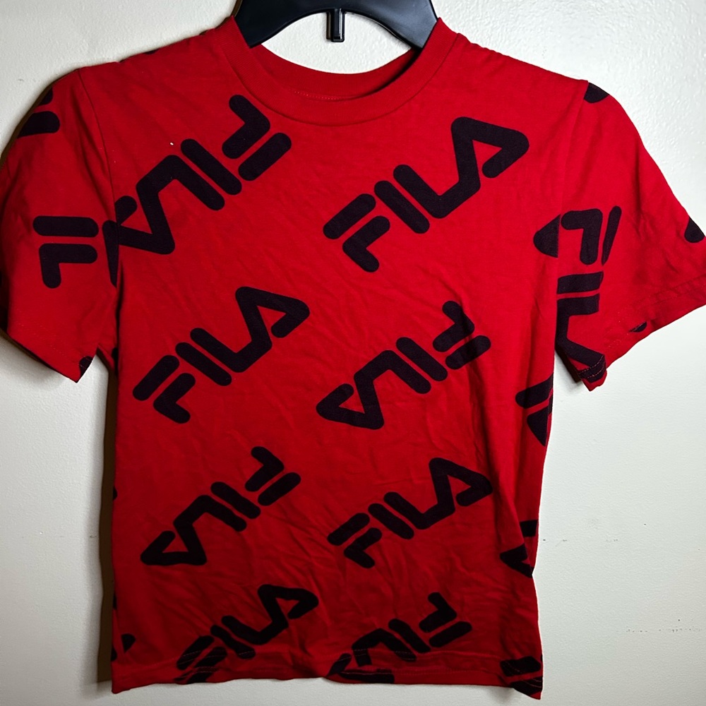 Fila Red and Black Kids Short Sleeve Tee